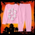 thumbnail image 1 of CUZIBR Baby Halloween Pajamas Girls Long Sleeve Ghost Graphic Loungewear Sets Crew Neck Top And Pants 2 PC Set Cute Sleepwear,Pink,2-3 Years, 1 of 3