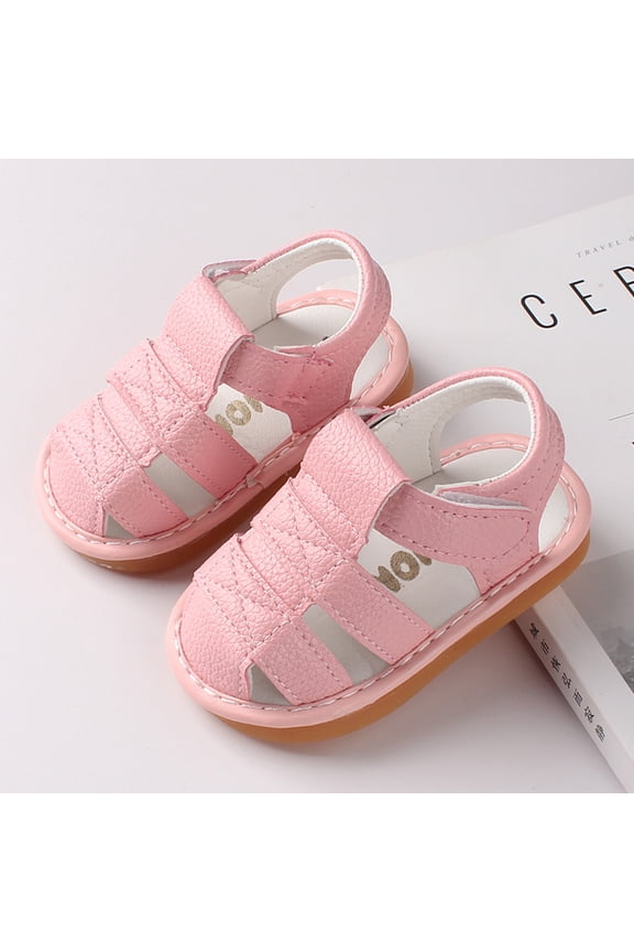 Baby Infant Girls Sandals Summer Soft Breathable Cosy Cute Cartoon Animal Graphic Close Toe Walkers Shoes Lightweight Princess Sandals Hook And Loop Strap Anti-Slip Footwear,Pink,9-12 Months