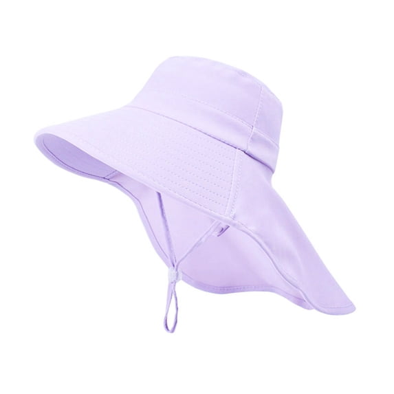 CUZIBR Baby Girls Sun Hat Wide Brim Lace Embroidery Mesh Caps Lace Up Strap Summer Outdoor Breathable Lightweight Fashionable Uv Protection Comfortable Bucket Hat,Light Purple,One Size