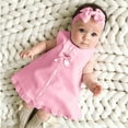 thumbnail image 1 of CUZIBR Baby Girls Tutu Dress Lace Flower Embroidery Solid Color Sleeveless A-Line Round Neck Cute Bow Mesh Tulle Dresses With Headband Set Summer Elegant Clothes Outfits,Pink,12-18 Months, 1 of 4