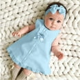 thumbnail image 1 of CUZIBR Baby Girls Tutu Dress Lace Flower Embroidery Solid Color Sleeveless A-Line Round Neck Cute Bow Mesh Tulle Dresses With Headband Set Summer Elegant Clothes Outfits,Blue,12-18 Months, 1 of 4