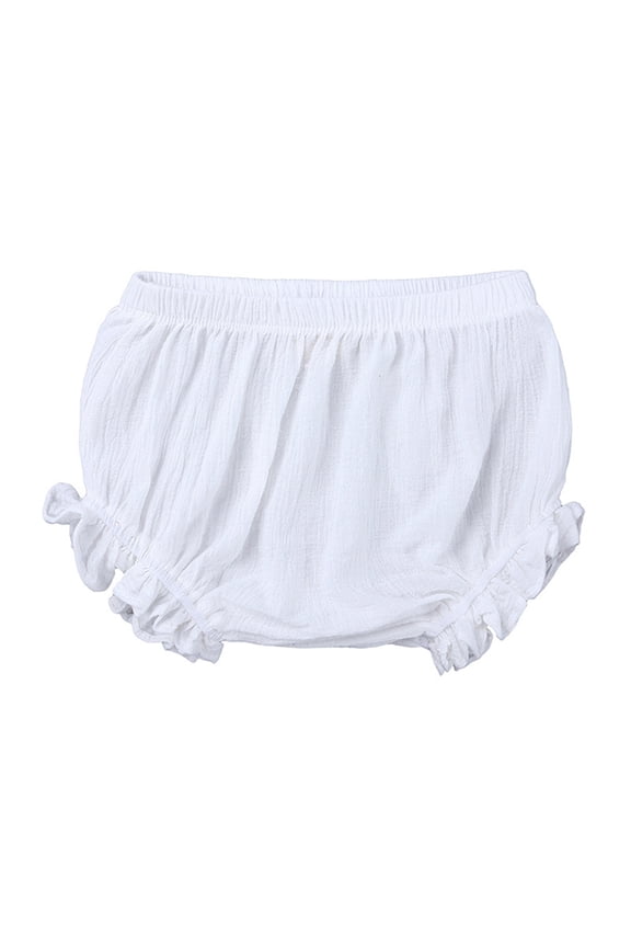 Baby Toddler Girls Bottom Bloomers Shorts Solid Color High Waist Summer Breathable Sodt Ruffle Trim Cute Loose Fit Lightweight Briefs- Panties Pull On Underwear,White,12-18 Months