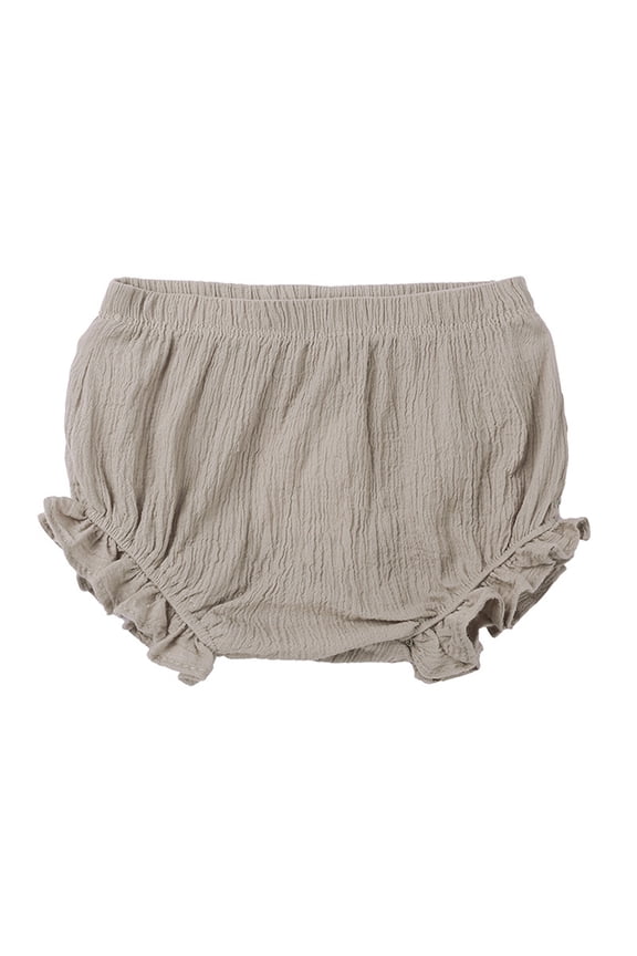 Baby Toddler Girls Bottom Bloomers Shorts Solid Color High Waist Summer Breathable Sodt Ruffle Trim Cute Loose Fit Lightweight Briefs- Panties Pull On Underwear,Khaki,12-18 Months