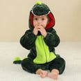 thumbnail image 1 of CUZIBR Baby Onesies Boy Girl Dinosaur Themed Fuzzy Long Sleeve Romper Zip Up Hooded Jumpsuit Funny Daily Wear,Dark Green,1-2 Years, 1 of 4