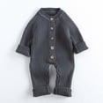 thumbnail image 1 of CUZIBR Baby Onesies Boy Girl Long Sleeve Romper Knitted Crew Neck Jumpsuit Leisure Homewear,Grey,12-18 Months, 1 of 8
