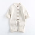 thumbnail image 1 of CUZIBR Baby Onesies Boy Girl Long Sleeve Romper Knitted Crew Neck Jumpsuit Soft Homewear,White,12-18 Months, 1 of 4
