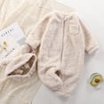 thumbnail image 1 of CUZIBR Baby Onesies Girl Boy Fuzzy Long Sleeve Romper With Bear Hat Set Footed Zip Up Crew Neck Jumpsuit Cozy Loungewear,Beige,12-24 Months, 1 of 6