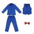 thumbnail image 1 of CUZIBR Baby Outfits Boys Formal Suits Four Piece Shirt Tuxedo Gentlemen Solid Color Jacket Shirts Trousers Bowtie Wedding Party Activist Dress Wear Cute Winter Outfits,Navy,9-10 Years, 1 of 5