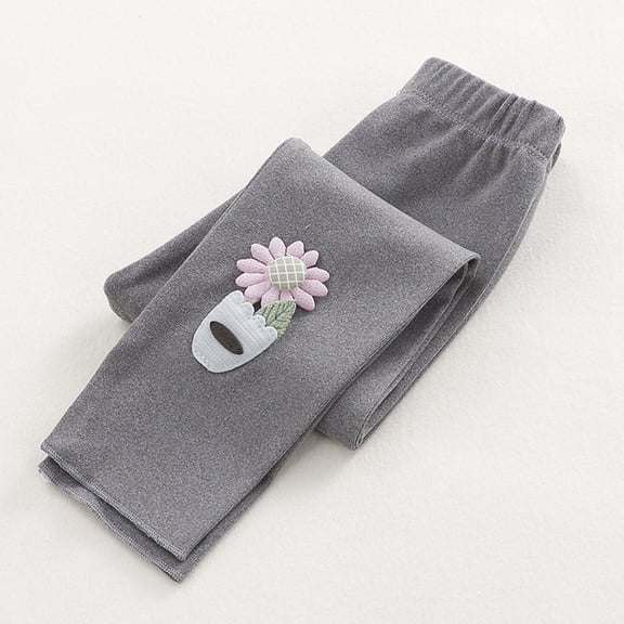 CUZIBR Baby Pants Cute Cartoon Animal Pattern Thin Lined Warm Leggings Stretchy Thick Tights Pants Trousers Footless Pantyhose Casual Athletic Clothes,Grey,18-24 Months