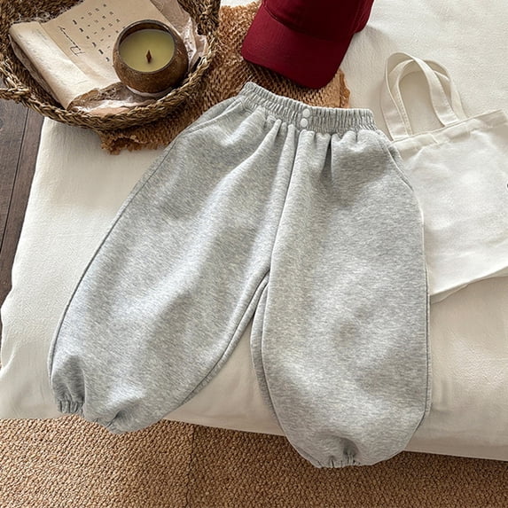 CUZIBR Baby Sweatpants For Boys Baggy Wide Leg Athletic Joggers Pants With Pocket Drawstring Elastic Waist Cozy Casual Daily Wear,Grey,6-12 Months