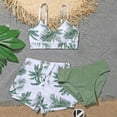 thumbnail image 1 of CUZIBR Baby Swimsuit 3 Piece Bikini Set Cute Floral Print Adjustable Strap Tops Brief Beach Shorts Swim Outfits Pool Beach Travel Swimwaer Holiday,White,11-12 Years, 1 of 6