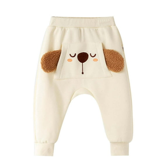 CUZIBR Baby To Toddler Cartoon Print Cotton Long Pants With Ears Cute Small Animal Kids Pants Cozy Dailywear For Child