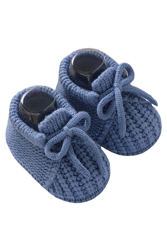 Baby Toddler Walking Shoes Solid Color Lace Up Knitted Soft Sole Booties Indoor Outdoor Breathable Cozy Crochet Crib Slippers Fashionable Slipper Barefoot Shoes,Dark Blue,3-6 Months