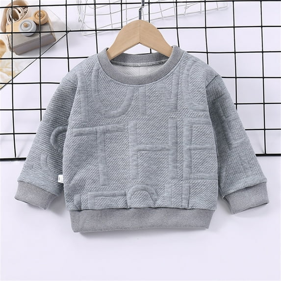 CUZIBR Big Boys Girls Crewneck Sweatshirt Relaxed Fit Loose Casual Pullovers Long Sleeve Solid Color Tops Basic Cozy Breathable Daily Wear,Grey,7-8 Years