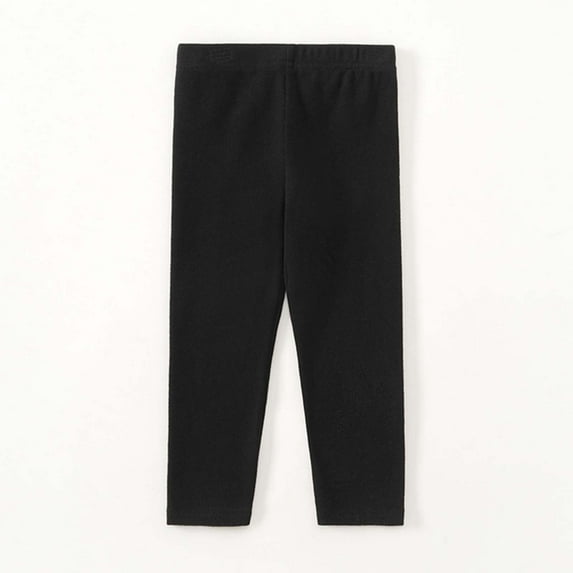 CUZIBR Big Girls Boys Uniform Pants Autumn Winter Warm Solid Color Elastic Waist Pull On Trousers Flat Front Dress Pants Comfortable Stretch Dailywear,Black,6-7 Years