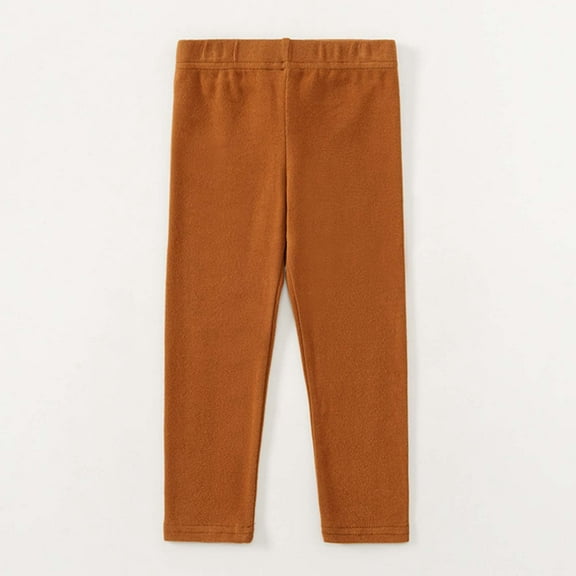 CUZIBR Big Girls Boys Uniform Pants Autumn Winter Warm Solid Color Elastic Waist Pull On Trousers Flat Front Dress Pants Comfortable Stretch Dailywear,Coffee,6-12 Months