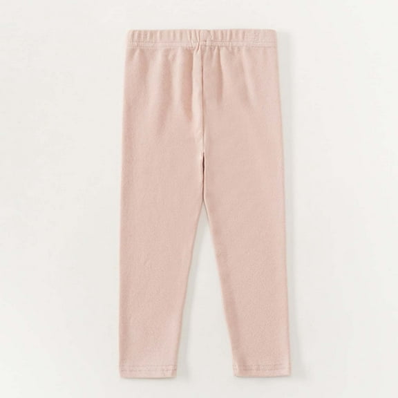 CUZIBR Big Girls Boys Uniform Pants Autumn Winter Warm Solid Color Elastic Waist Pull On Trousers Flat Front Dress Pants Comfortable Stretch Dailywear,Pink,5-6 Years