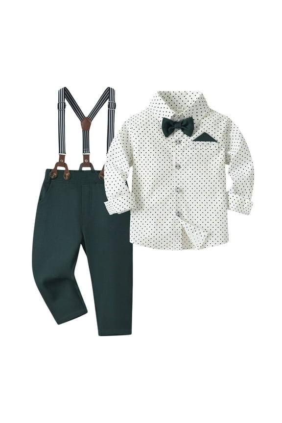 Boy Suits Boys Wedding Outfits Dress Shirt With Bowtie/Suspender Pants For Formal Occasion Leisure Dailywear For Toddler
