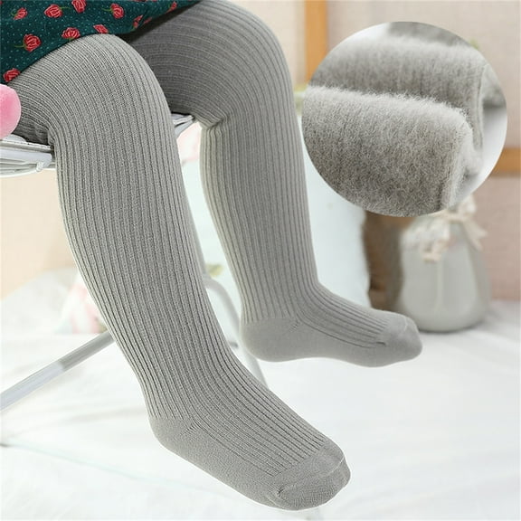 CUZIBR Boys Athletic Pants Thick Fuzzy Lined Ribbed Knitted Solid Color Leggings Winter Warm Pantihose Stretchy Basic Full Length Pants Pantyhose Streetwear For Boys,Grey,0-3 Months
