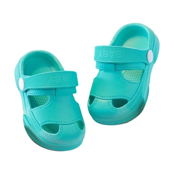 CUZIBR Boys Baby Kids Clogs Slippers Solid Color Hollow Out Waterproof Soft Comfortable Closed Toe Shoes Non- Bottom Breathable Indoor Outdoor Casual Sandals Dailywear,Green,6-9 Months