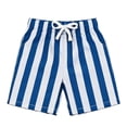 thumbnail image 1 of CUZIBR Boys Baby Toddler Summer Shorts Classic Striped Elastic Waist Casual Straight Leg Lightweight Bottoms Breathable Beach Holiday Stylish Comfortable Outdoor Playwear,Blue,13-14 Years, 1 of 4