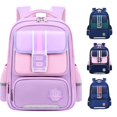 thumbnail image 1 of CUZIBR Boys Backpack Letter Print Striped Mesh Side Water Bottle Pockets British Style Large Capacity Casual Daypack Adjustable Padded Shoulder Straps Primary Students Bookbag, 1 of 4
