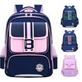 thumbnail image 1 of CUZIBR Boys Backpack Letter Print Striped Mesh Side Water Bottle Pockets British Style Large Capacity Casual Daypack Adjustable Padded Shoulder Straps Primary Students Bookbag, 1 of 4