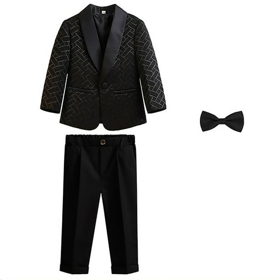 CUZIBR Boys Business Suits Coats 3 Piece Outfits Tuxedo Sets For Kids Formal Suit For Boys Pants Bowtie Sets Slim Leisure Dailywear For Toddler