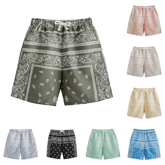 CUZIBR Boys Casual Shorts Comfortable Elastic Waist Breathable Summer Print With Drawstring Lightweight Loose Summer Beach Board Shorts For Toddler Kids Daily Vacation Wear,Grey,7-8 Years