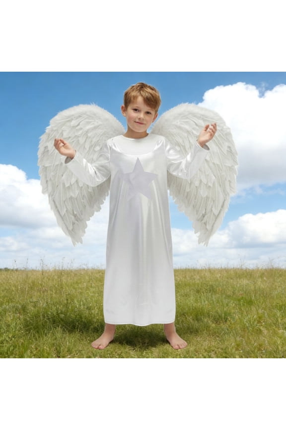 Boys Elegant Sleep Robe Long Sleeve Round Neck Stain Skill Full Length Star Pattern Night Robe Comfortable Soft Traditional One Piece Clothing Fashion Streetwear,White,10-12 Years