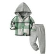 thumbnail image 1 of CUZIBR Boys Fall Jumpsuit Plaid Button Hooded Long Sleeve Jacket Blouse And Wide Leg Sweatpants Casual Gentleman Holiday Front Pocket T Shirt Pants Cozy Clothing Sets,Green,18-24 Months, 1 of 8