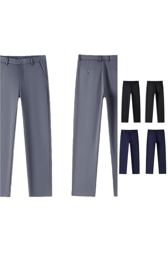 Boys Formal Dress Pants Classic Flat Front Trousers Straight Leg Uniform Pants Button Zipper Fly Classic Pockets Comfortable School Wear,Grey,5-6 Years