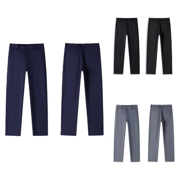 CUZIBR Boys Formal Dress Pants Classic Flat Front Trousers For Teenagers Button Zipper Straight Leg Solid Color Loose Casual Summer Fall School Uniform Trousers For Kids,Navy,14-16 Years
