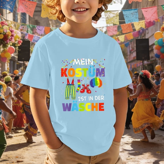 CUZIBR Boys Girls Carnival Shirts Cartoon Letter Graphic Print T Shirt Party Short Sleeve Crewneck Tee Casual Playwear Toddler Summer Back To School Funny Graphic dailywear,Light Blue,11-12 Years