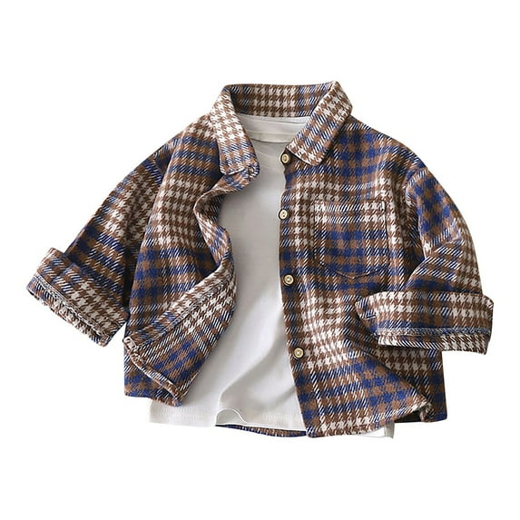 CUZIBR Boys Girls Long Sleeve Flannel Plaid Shirt Button Down Shirts Stylish Dailywear For Toddler