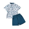 thumbnail image 1 of CUZIBR Boys Kids Baby Summer Short Outfits Short Sleeve Cartoon Dinosaur Print Button Down Lapel Shirts Blouse And Shorts Casual Two Piece Fashion Relaxed Fit Sets Trendy Clothes,White,4-5 Years, 1 of 9