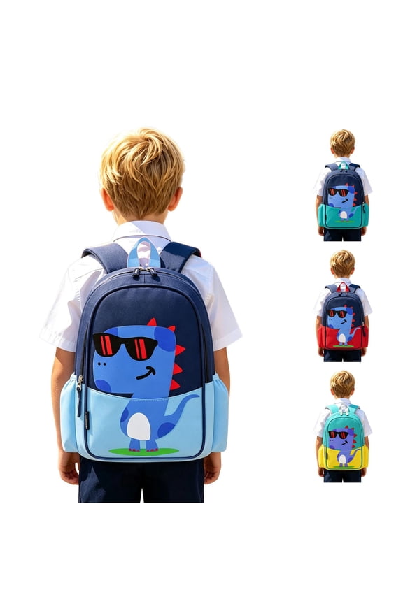 Boys Kids Backpack For Toddlers Cool Dinosaur Print Mesh Side Water Bottle Pockets Lightweight Preschoolers Casual Daypack Primary School Bookbag
