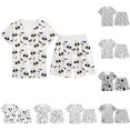 thumbnail image 1 of CUZIBR Boys Outfits 2 12 Years Comfortable Round Neck Short Sleeve Tee Top Elastic Waist Shorts Pajama Set Halloween Print Casual Loungewear Clothes Sets,c-White,2-3 Years, 1 of 4