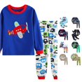 thumbnail image 1 of CUZIBR Boys Outfits Crewneck Toddler Baby Funny Graphic Pajamas Kids 2 Piece Pj'S Long Sleeve Dinosaur Sleepwear Clothes Sets,Blue-h,5-6 Years, 1 of 4