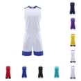 thumbnail image 1 of CUZIBR Boys Outfits Solid Color V-Neck Sleeveless Basketball Breathable Training Tank Top Tshirts Shorts Tracksuit For Young Lightweight Basketball Practice Competition Clothes Sets,White1,4XL, 1 of 4