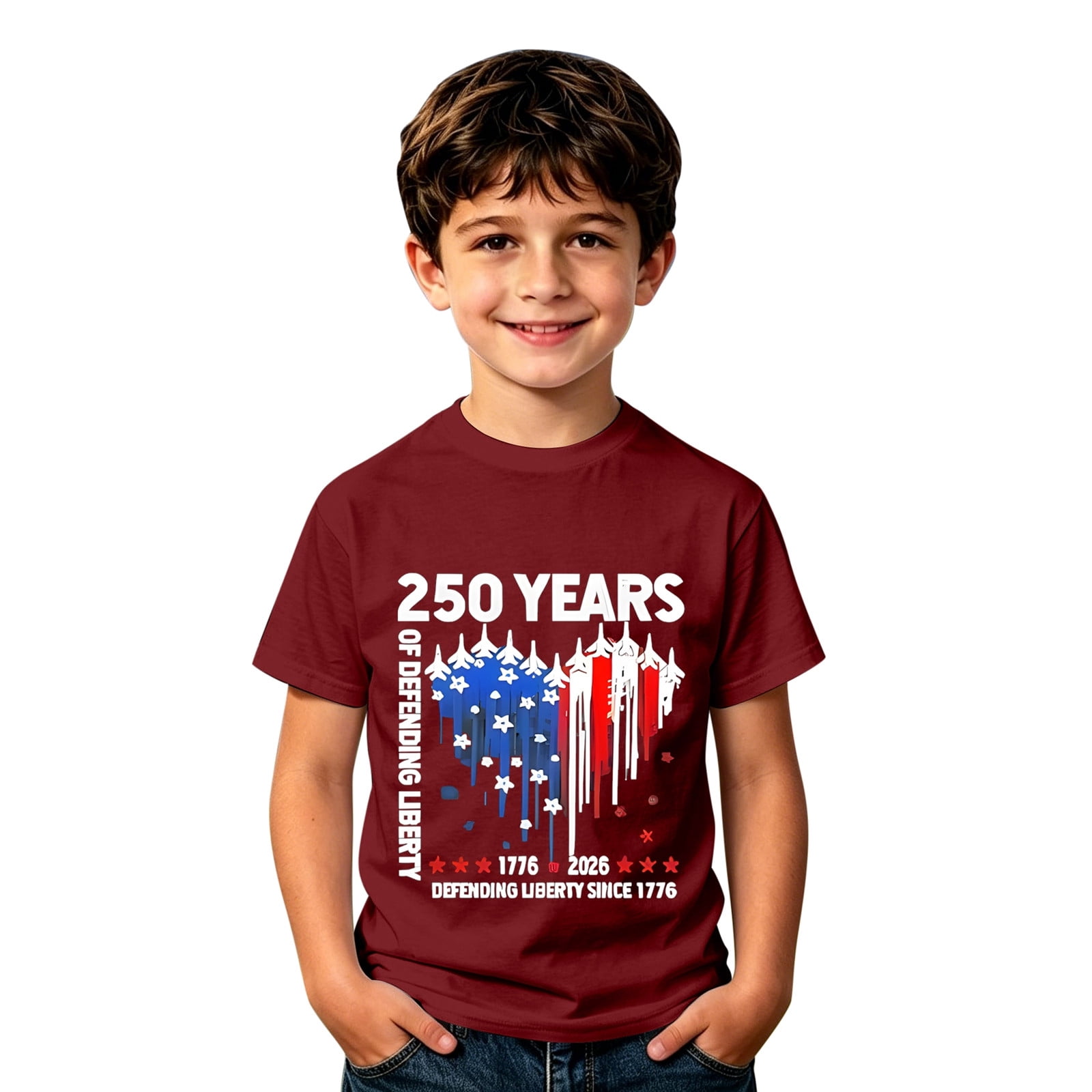 CUZIBR Boys Patriotic Graphic Tshirts Short Sleeve Round Neck 4Th Of ...