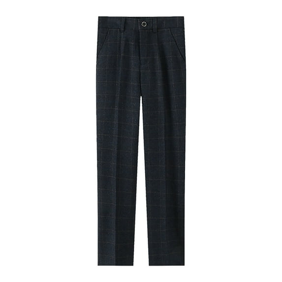 CUZIBR Boys Plaid Flat Front Dress Pants Adjustable Waist School Pants Trousers Slacks Holiday Dailywear For Toddler