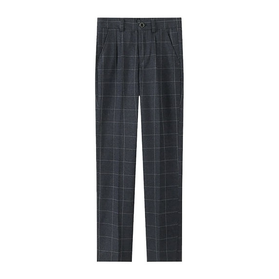 CUZIBR Boys Plaid Flat Front Dress Pants Adjustable Waist School Pants Trousers Slacks Relaxed Fit Dailywear For Toddler