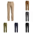 thumbnail image 1 of CUZIBR Boys Slim Fit Khaki Chino Pants Button Zipper Straight Leg With Pockets Solid Color Casual Bottoms For Back School Travel Outdoor Walking Fashionable Uniform Trousers ,Beige,5-6 Years, 1 of 4