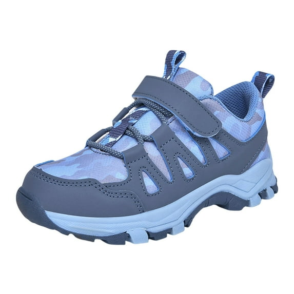 CUZIBR Boys Sneakers Fashion Camouflage Leather Sneakers Hook And Loop Thick-Soled Comfortable Casual Walking Running Hiking Shoes For Kids Walking Shoes Running Outdoor Activities,Blue,11-11.5 Years