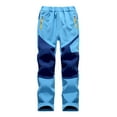 thumbnail image 1 of CUZIBR Boys Snowpants Thick Lined Waterproof Windbreaker Straight Leg Elastic Waist Patchwork Color Block Ski Pants With Pocket Warm Trouser Hiking Softshell Trousers,BU1,5-6 Years, 1 of 4