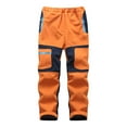 thumbnail image 1 of CUZIBR Boys Snowpants Thick Lined Waterproof Windbreaker Straight Leg Elastic Waist Patchwork Color Block Ski Pants With Pocket Warm Trouser Hiking Softshell Trousers,Yellow,3-4 Years, 1 of 3