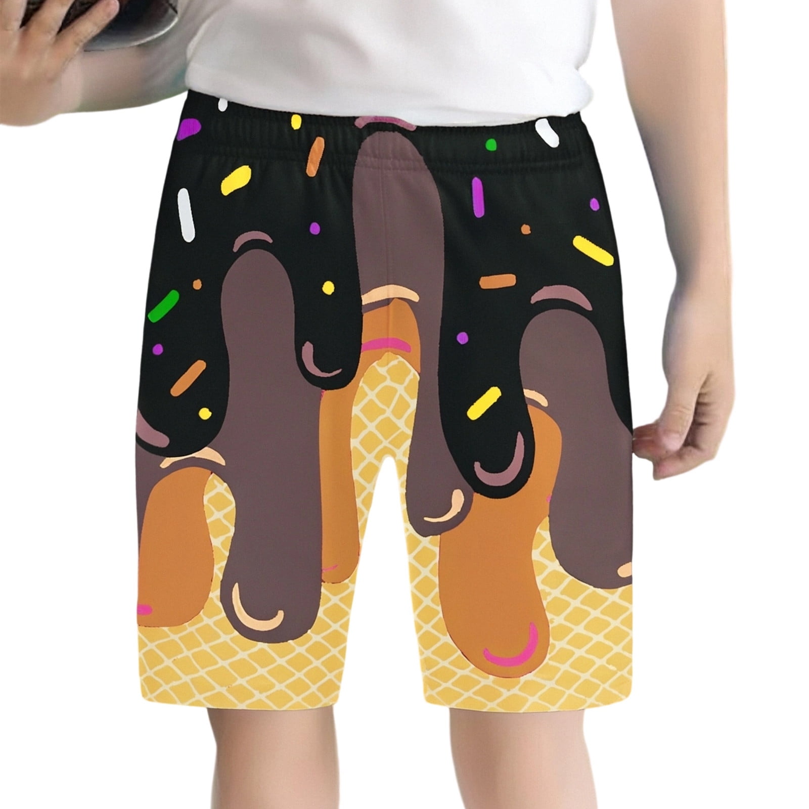 CUZIBR Boys Summer Board Shorts Beachwear Fashionable Cartoon Ice Cream ...