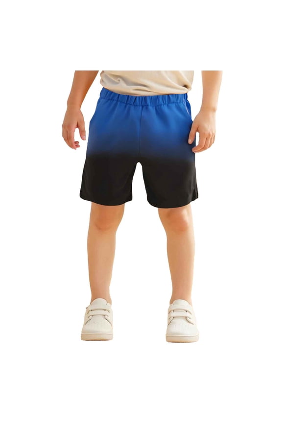 Boys Swim Trunks Lightweight Gradient Color Boxer Brief Liner Upf 50 Sun Drawstring Elastic Waistband Stretch Athletic Swimwear Beach Pool Outdoor Bathing Suit Shorts,Black,12-18 Months