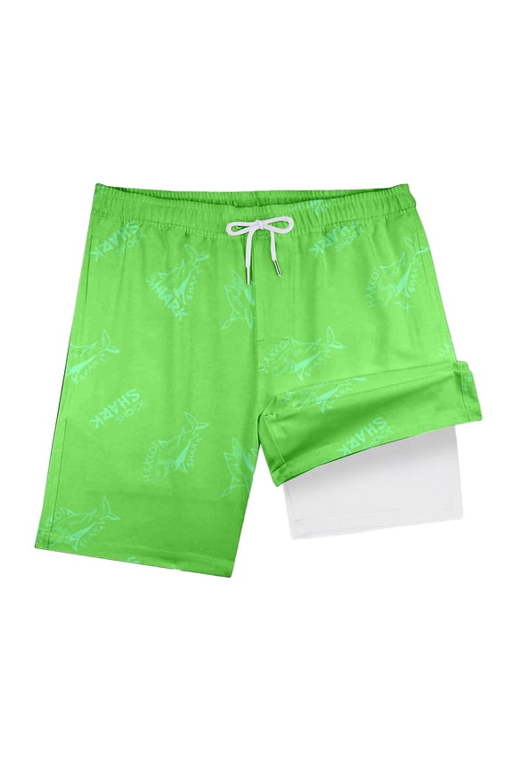 Boys Swim Trunks Lightweight Gradient Color Boxer Brief Liner Upf 50 Sun Drawstring Elastic Waistband Stretch Athletic Swimwear Beach Pool Outdoor Bathing Suit Shorts,Green,10-12 Years